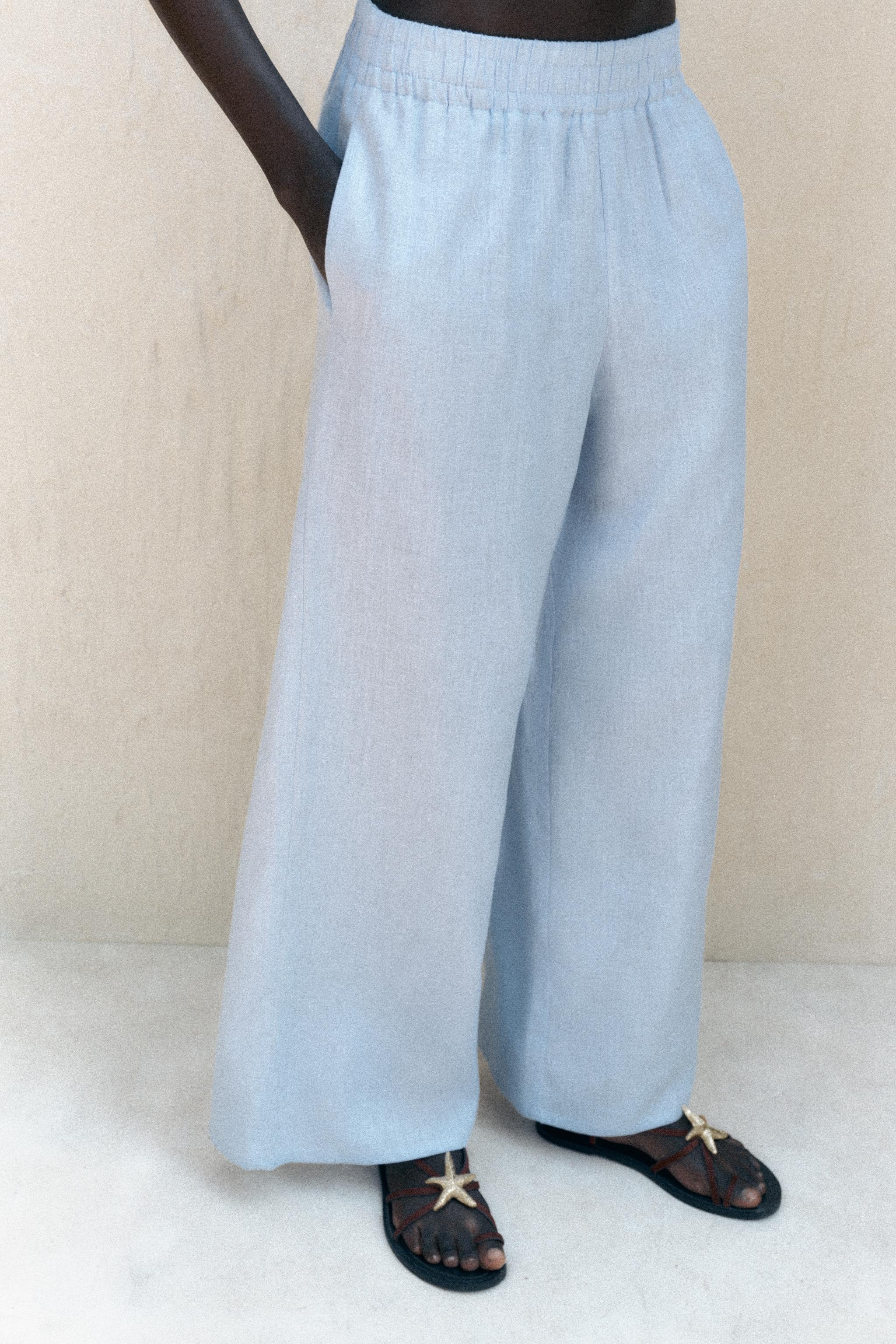 PANTALON LARGE AVEC LIN